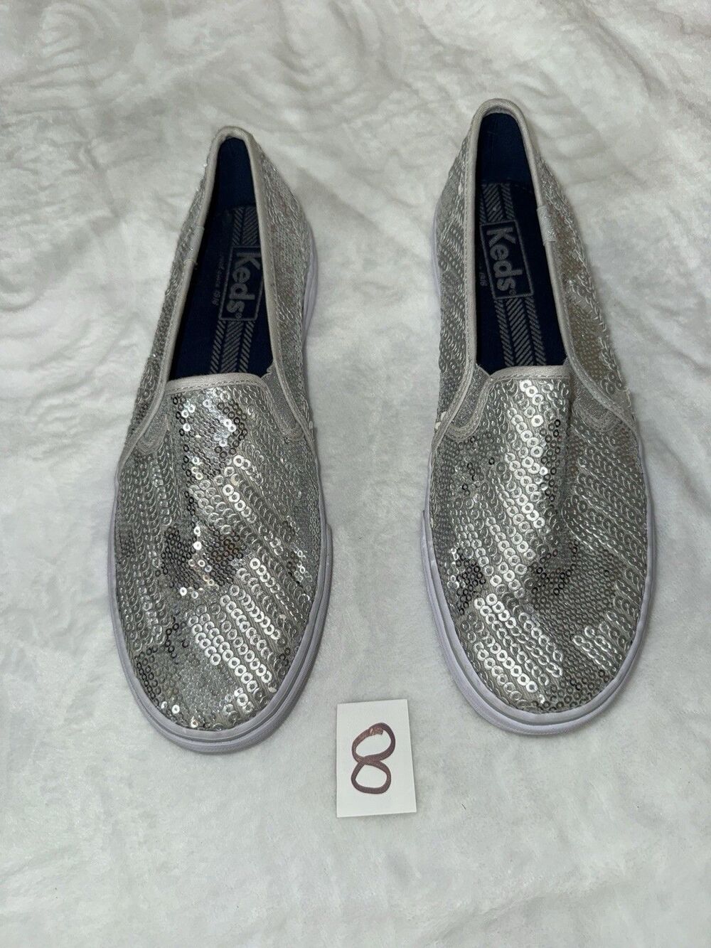 Keds silver Mini Sequin Shoes size 8 NEW SHOE SALE
